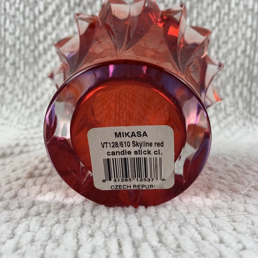 Mikasa Skyline Red Votive Candle Holder‎ Heavy Lead Crystal Czech Republic 3.25